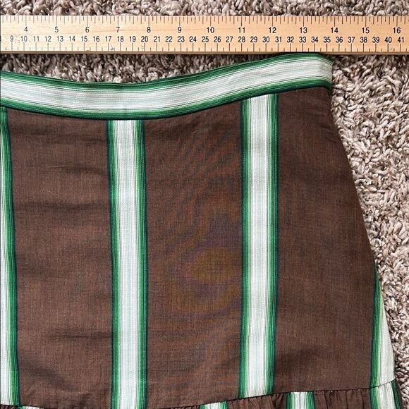 Annelore Striped Brown and Green Tiered  Peasant Low Waist Skirt in Size 2 - Picture 6 of 13
